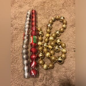 Festive Gold and Red Christmas Ornaments